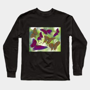 Kaleidoscope of Butterflies - Landscape Orientation Long Sleeve T-Shirt